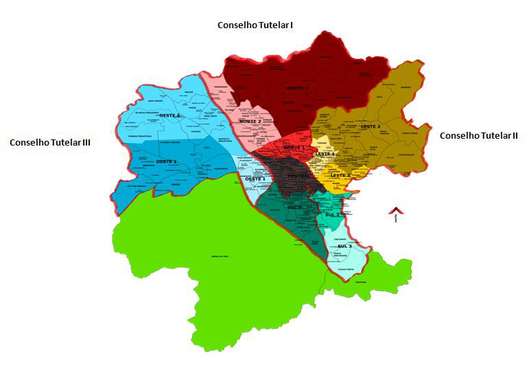 Mapa dos Conselhos Tutelares de Jundiaí